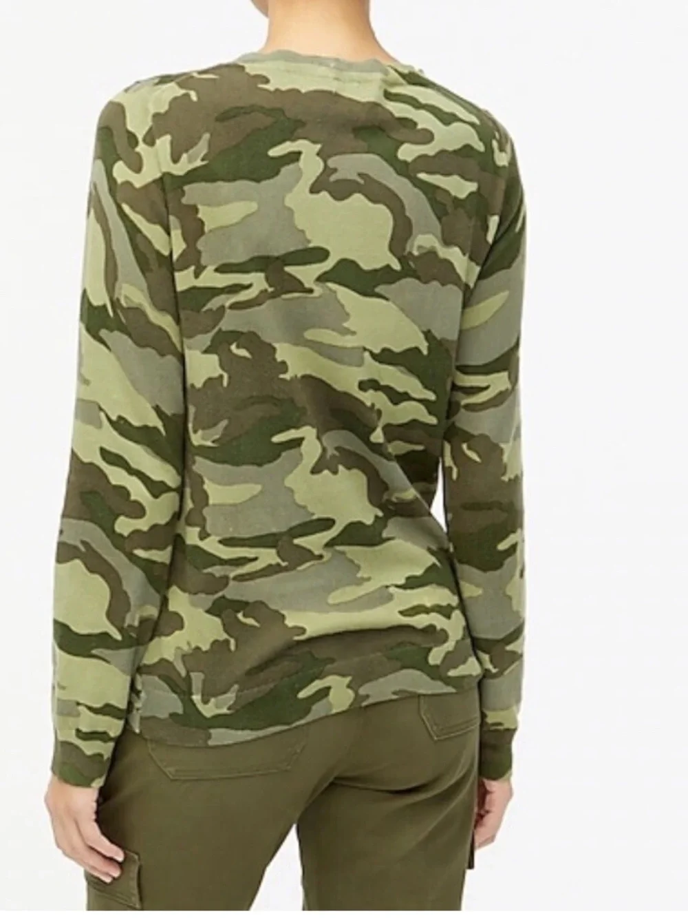 J Crew Teddie camo knit long sleeve top size M